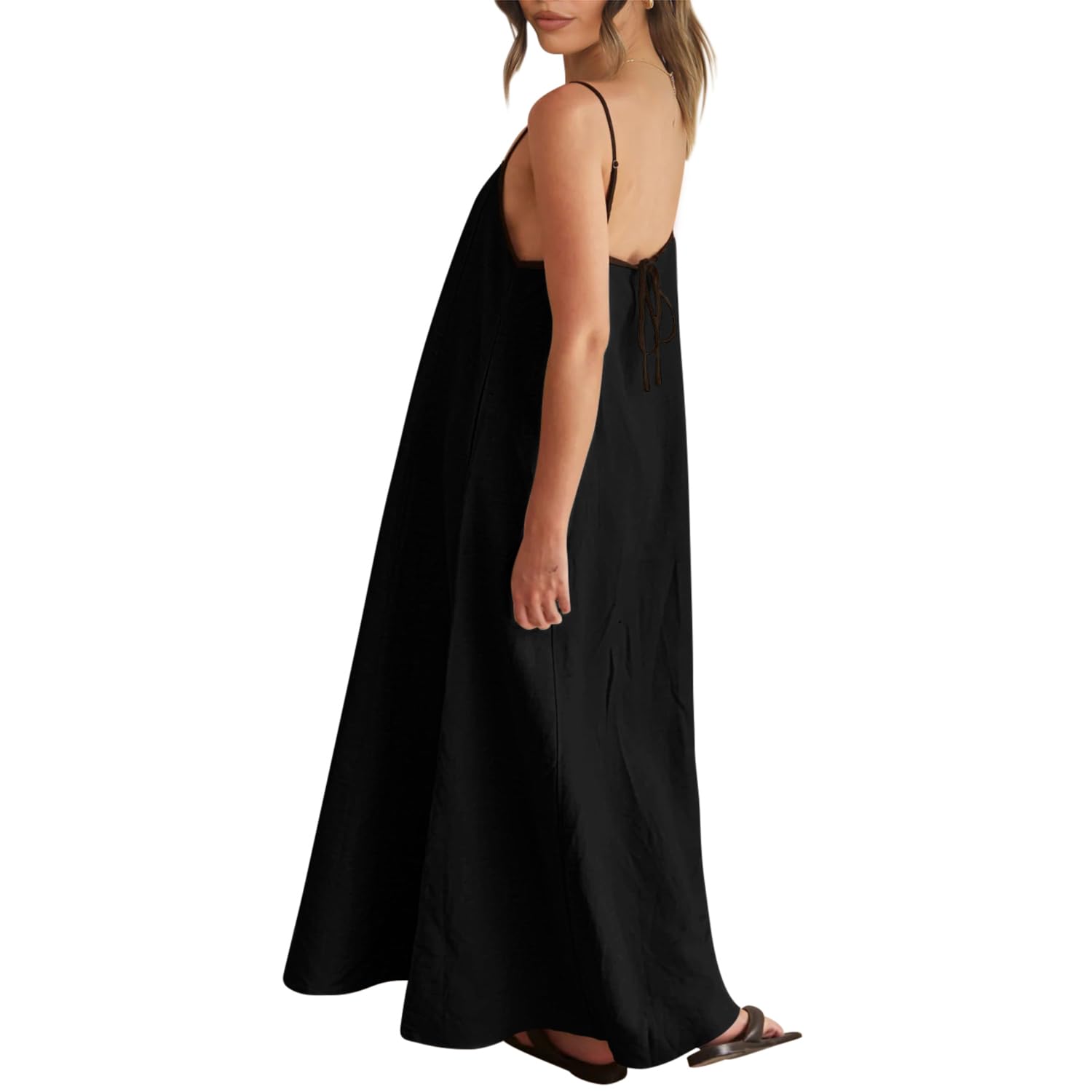 Solid Colored Contrast Spaghetti Strap Backless For Women