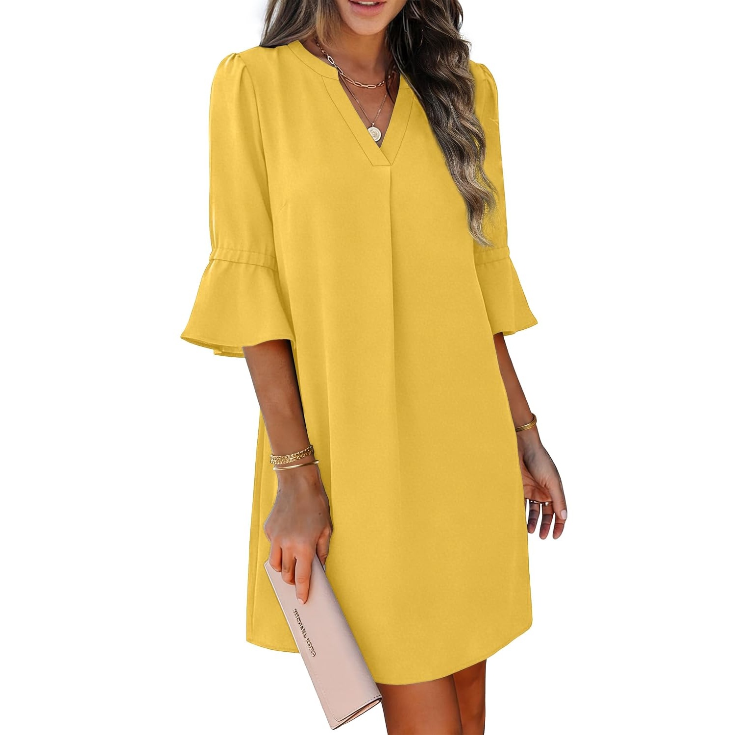 Loose Ruffle Summer Sleeve Dress With Pocket For Women
