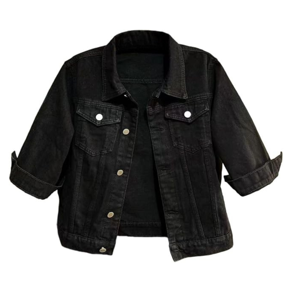 Women Cropped Full Sleeve Denim Jacket