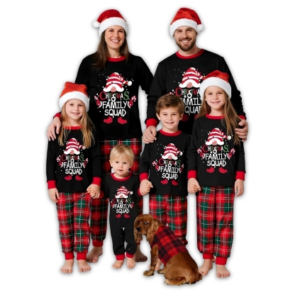 Christmas Family Squad Printed Matching Plaid Pajama Set