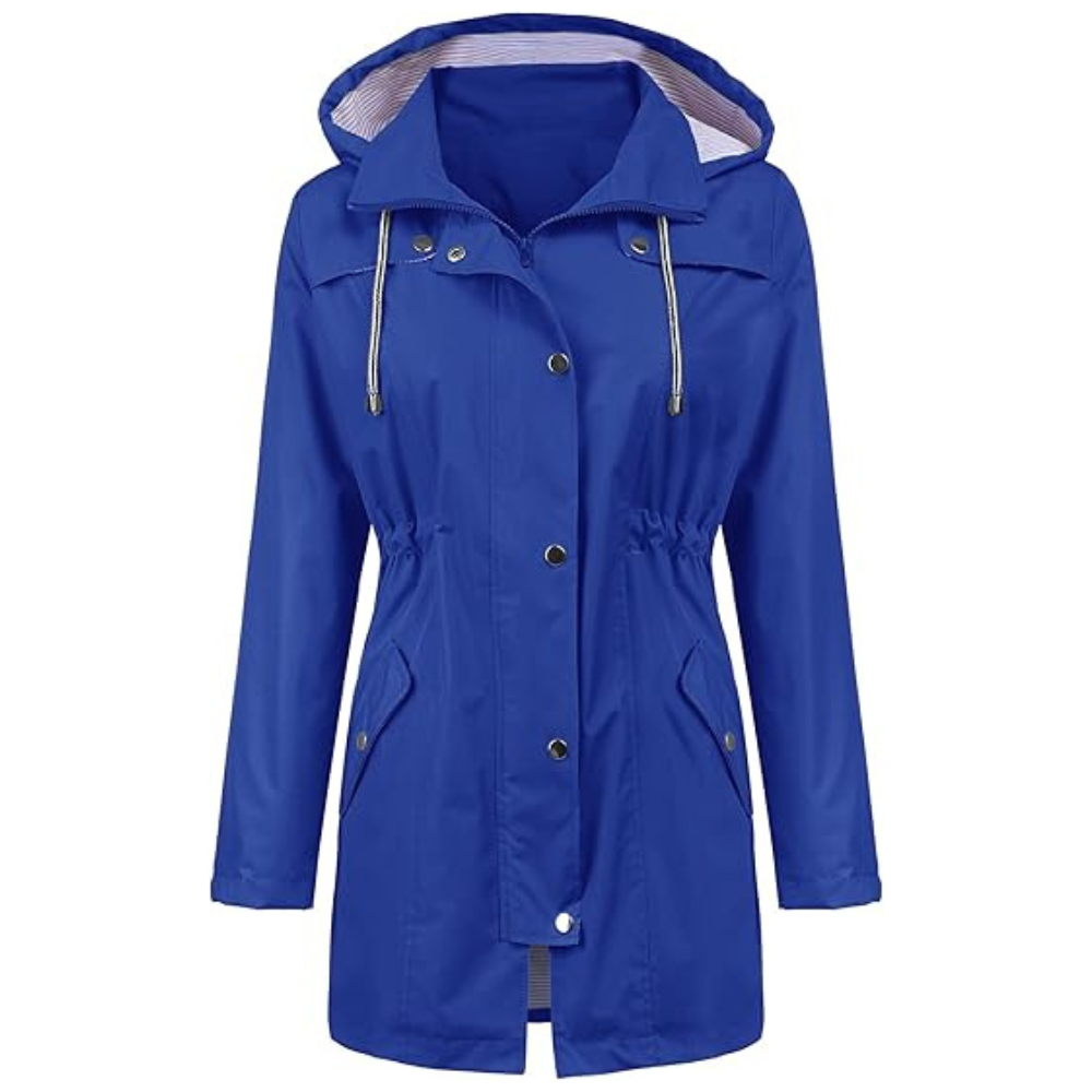 Waterproof Long Hooded Trench Coat Lined Windbreaker Travel Jacket