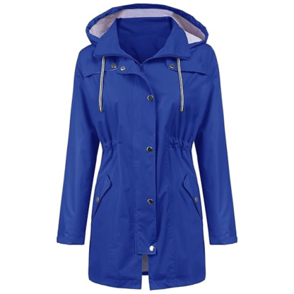 Waterproof Long Hooded Trench Coat Lined Windbreaker Travel Jacket