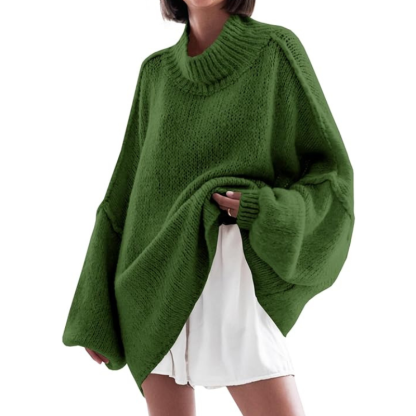Womens Oversized Sweaters Mock Neck Batwing Long Sleeve