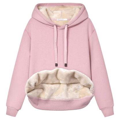 Haellun Womens Casual Winter Warm Fleece Sherpa Lined Pullover Hooded Sweatshirt