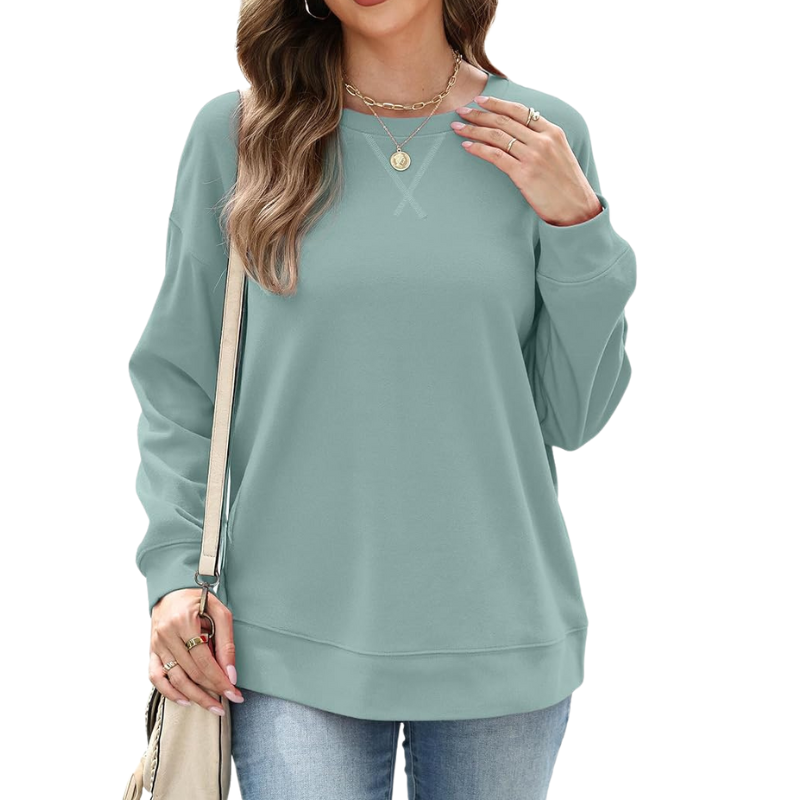 Womens Crew Neck Sweatshirt Loose Pullover Long Sleeve Shirts