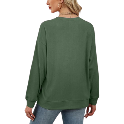 Womens Crew Neck Sweatshirt Loose Pullover Long Sleeve Shirts