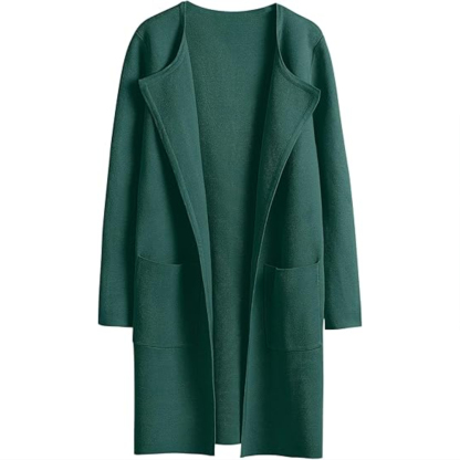 Open Front Knit Long Cardigan Coat With Pockets For Women