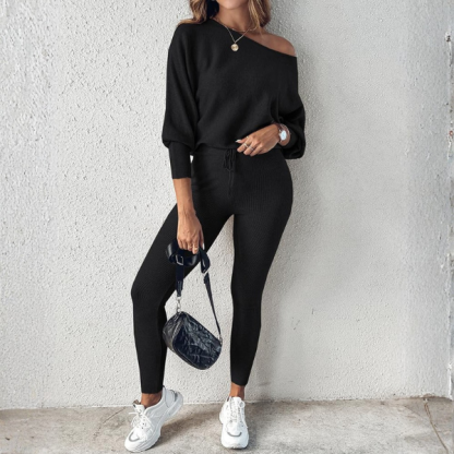 2 Piece Lounge Set With Long Sleeve Pullover And Drawstring Pants