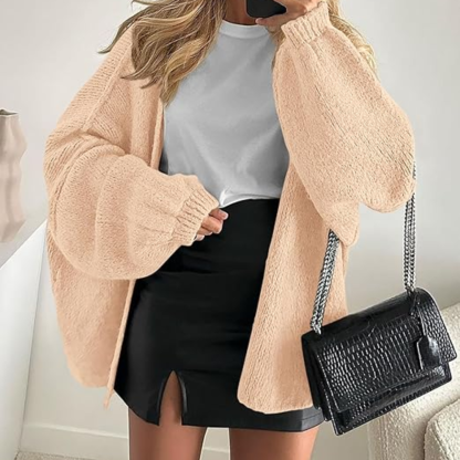 Oversized Open Front Lantern Sleeve Cardigan