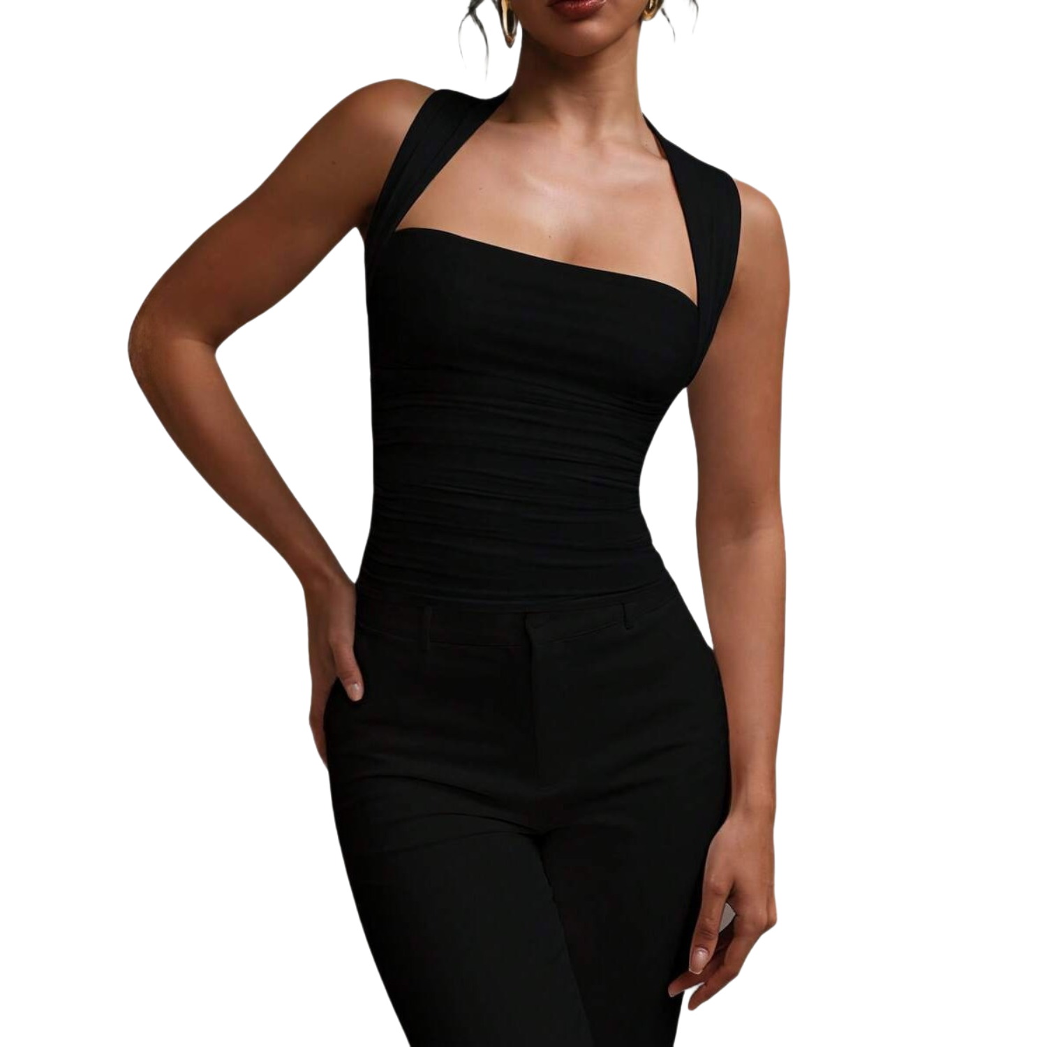 Casual Fitted Sleeveless Collared Camisole Top For Women