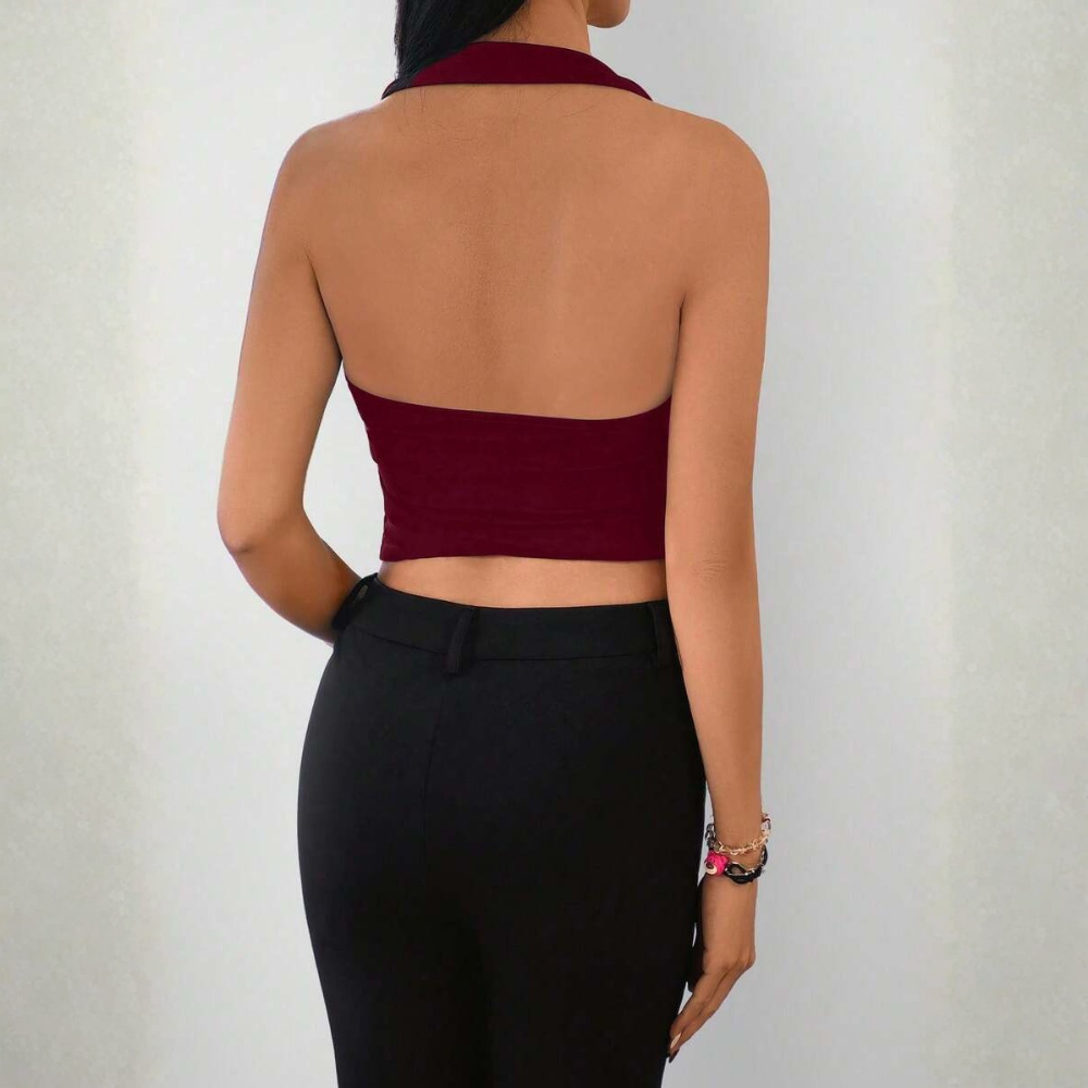 Solid Color Backless Camisole Tank Top For Women