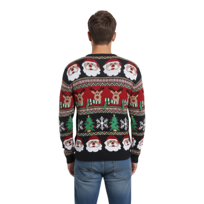 Ugly Christmas Sweater With Santa Design Print