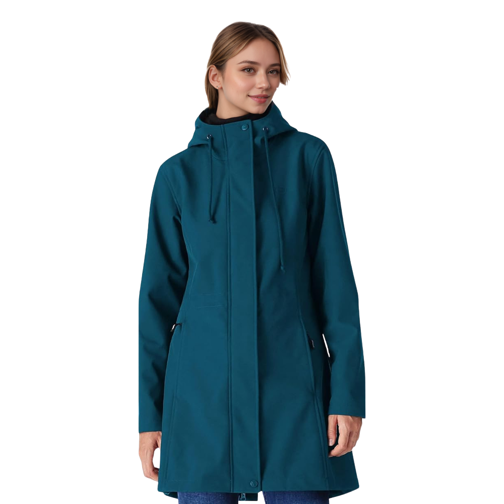 Women Lightweight Waterproof Fleece Lined Hooded Softshell Rain Jacket