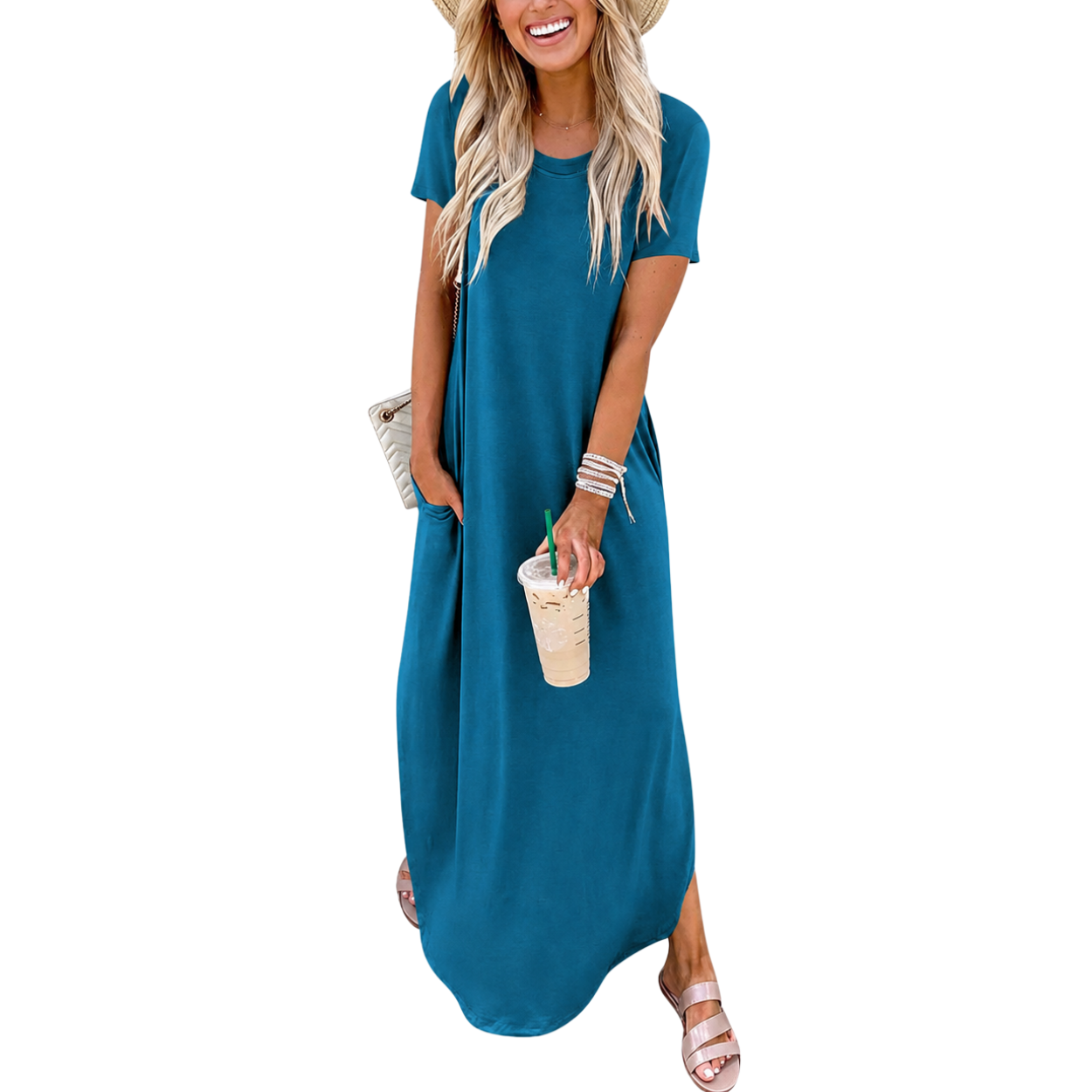 Casual Maxi Short Sleeve Sundress Dress For Women