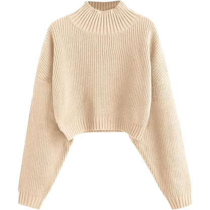 Women Cropped Turtle Sweater