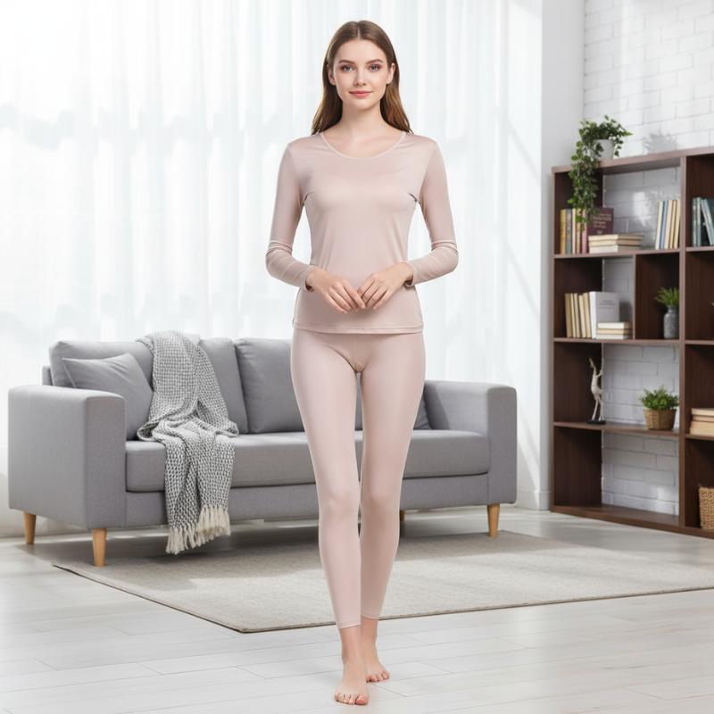 Mulberry Silk Long Johns Thermal Underwear Sets For Women