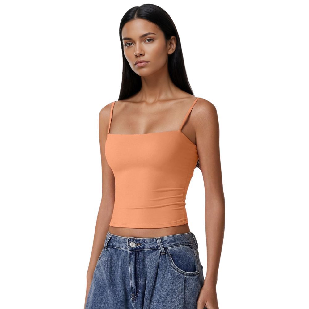 Double Lined Basic Tank Top Adjustable Spaghetti Straps Sleeveless