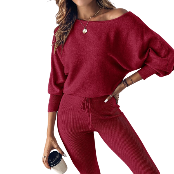 2 Piece Lounge Set With Long Sleeve Pullover And Drawstring Pants