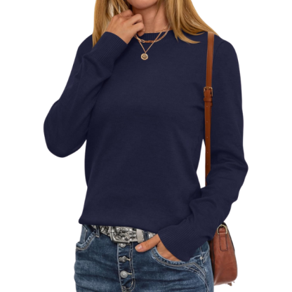 Women Long Sleeve Lightweight Crewneck Soft Basic Knit Loose Fit Pullover Top 2025 Fall Trendy Outfits