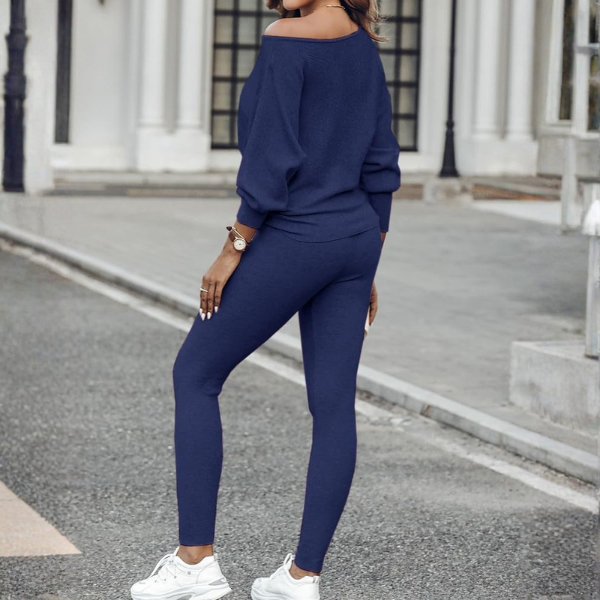 2 Piece Lounge Set With Long Sleeve Pullover And Drawstring Pants