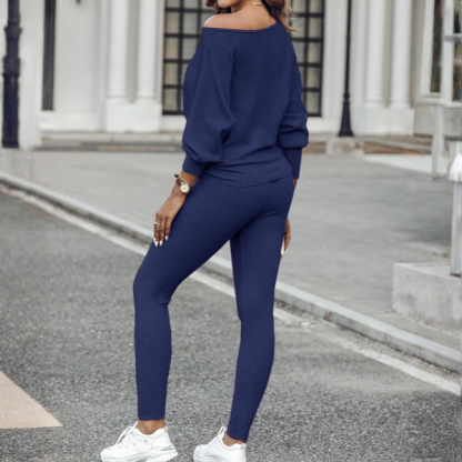 2 Piece Lounge Set With Long Sleeve Pullover And Drawstring Pants