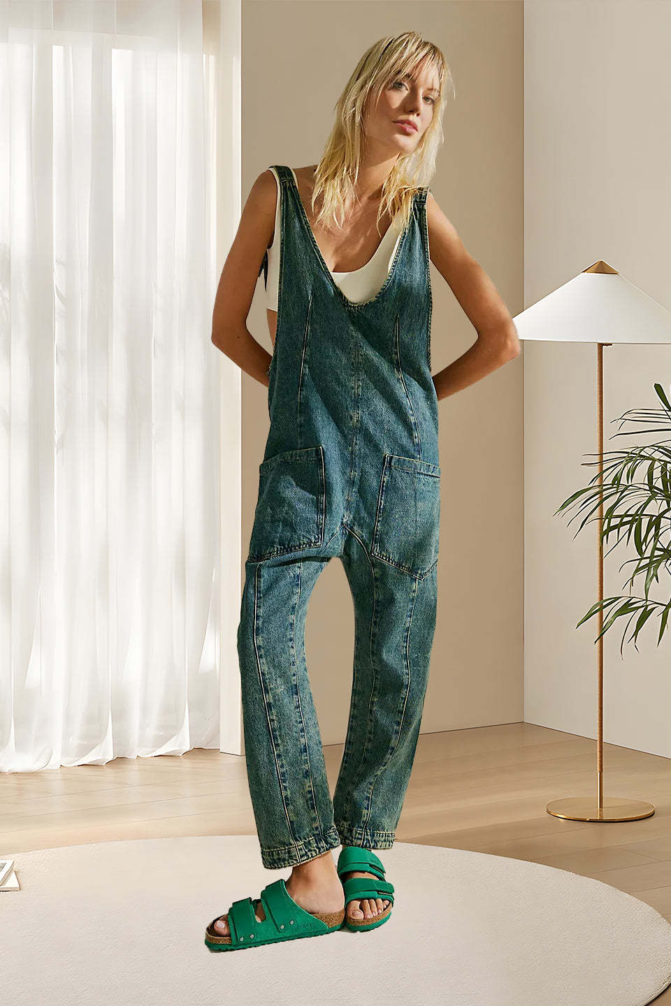 Denim Jumpsuit With Pockets