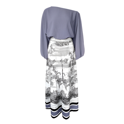 Two Piece Set With Flowy Pants And Top For Women