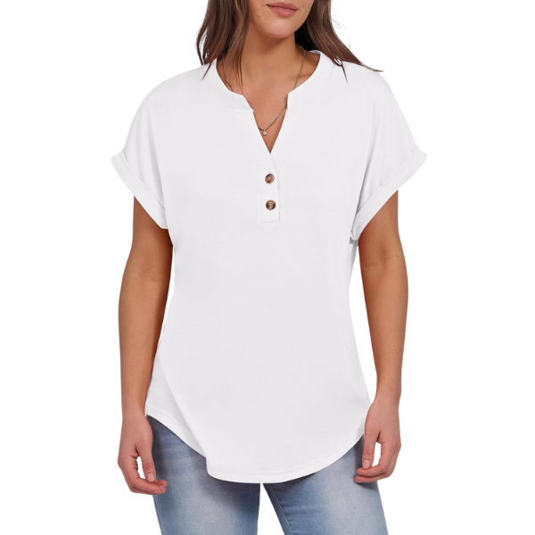 Womens Short Sleeve Henley Tops V Neck Dressy Casual Blouses Summer Trendy Tee Shirts 2026 Vacation Fashion Clothes
