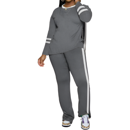 Two Piece Lounge Sets For Women With Long Sleeve Casual Top And Flare Pants