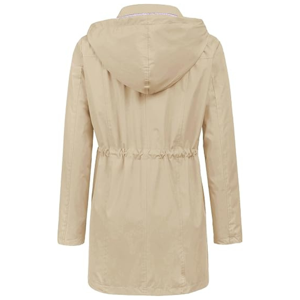 Waterproof Long Hooded Trench Coat Lined Windbreaker Travel Jacket