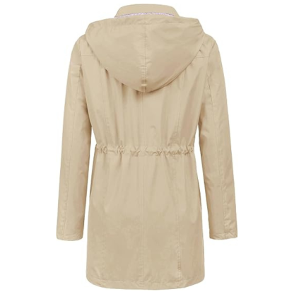 Waterproof Long Hooded Trench Coat Lined Windbreaker Travel Jacket