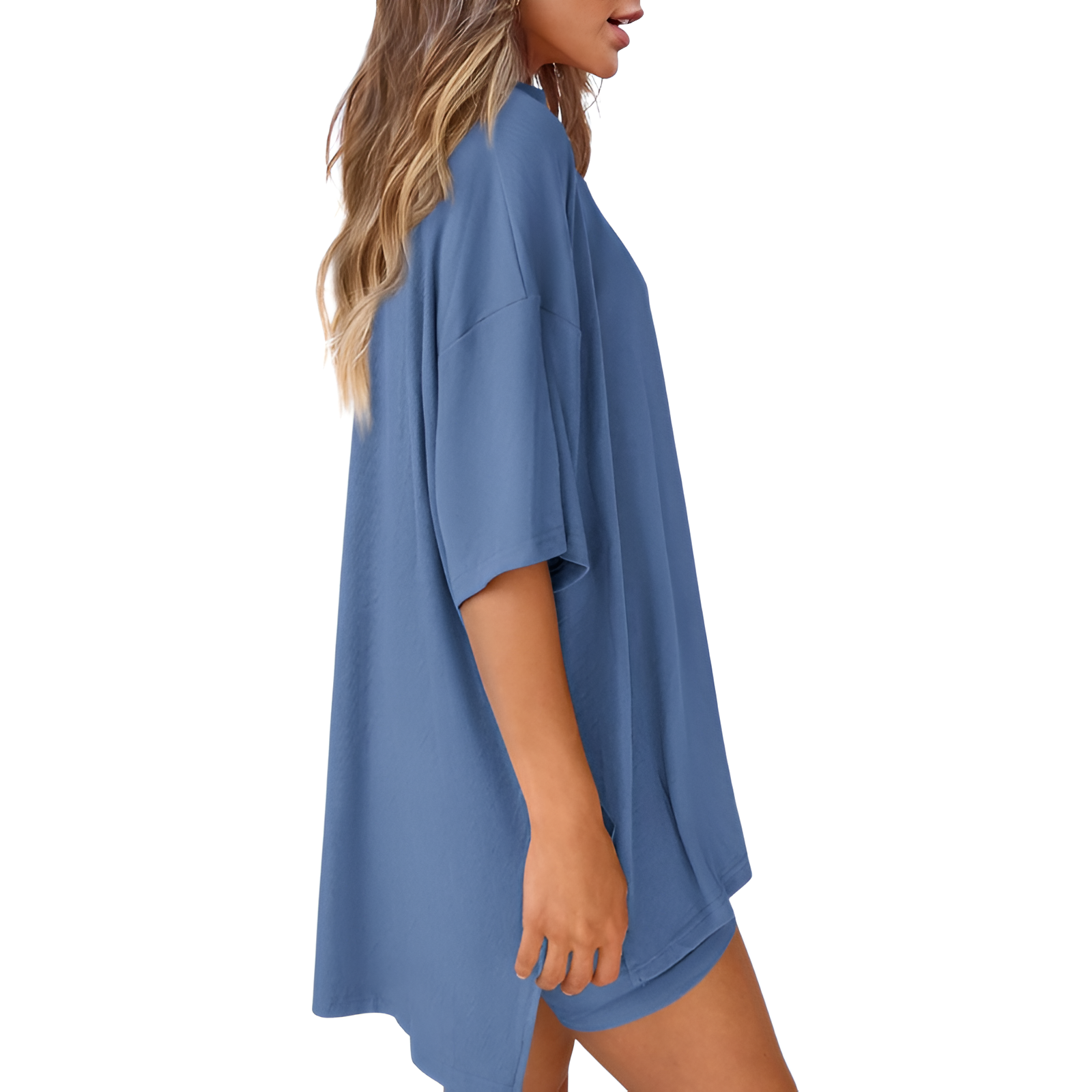 Two Piece Lounge Sets For Women With Oversized T Shirt And Biker Shorts