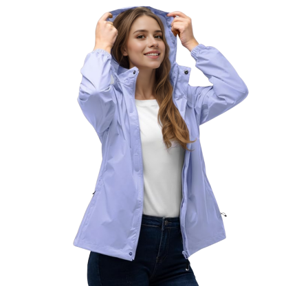 Women Waterproof Packable Rain Jacket with Hood for Travel
