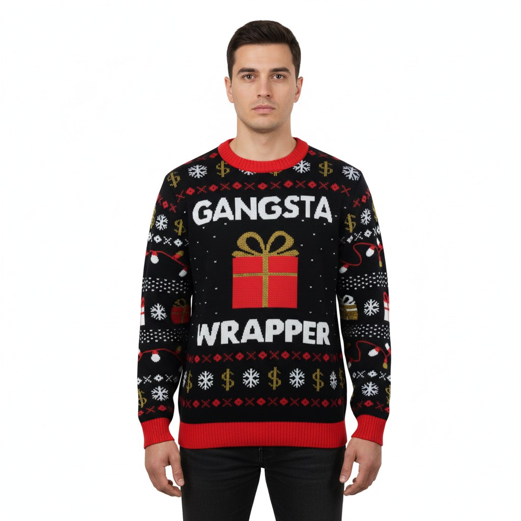 Funny Christmas Sweater Gangsta Wrapper Sweater