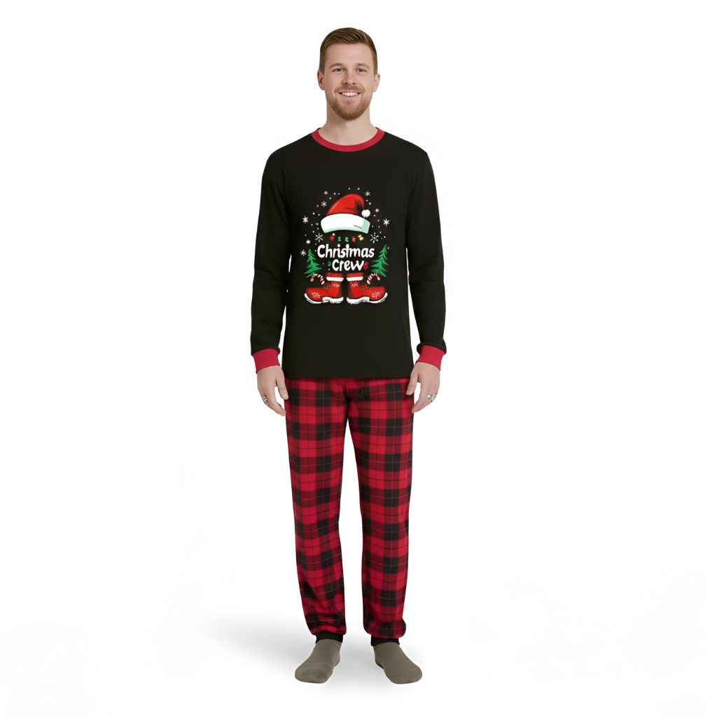 Plaid Christmas Crew Printed Family Matching Pajama Set