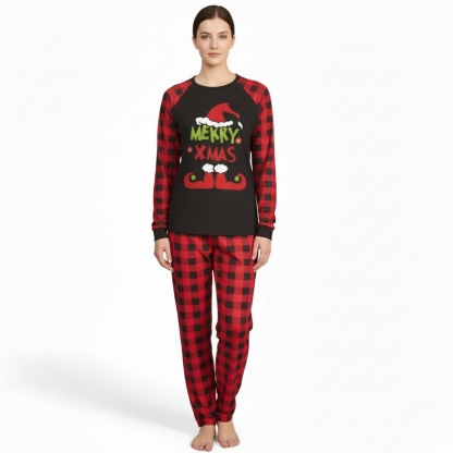 Santa Hat Merry Xmas Printed Family Matching Christmas Pajama Set