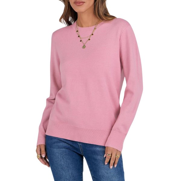 Women Long Sleeve Lightweight Crewneck Soft Basic Knit Loose Fit Pullover Top 2025 Fall Trendy Outfits