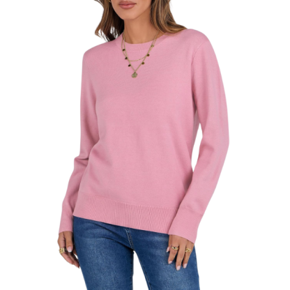 Women Long Sleeve Lightweight Crewneck Soft Basic Knit Loose Fit Pullover Top 2025 Fall Trendy Outfits