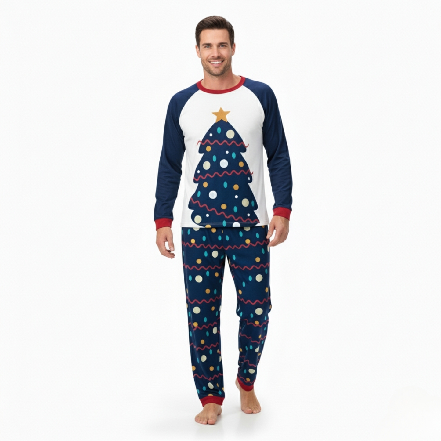 Christmas Tree Patterned Festive Family Matching Pajama Set