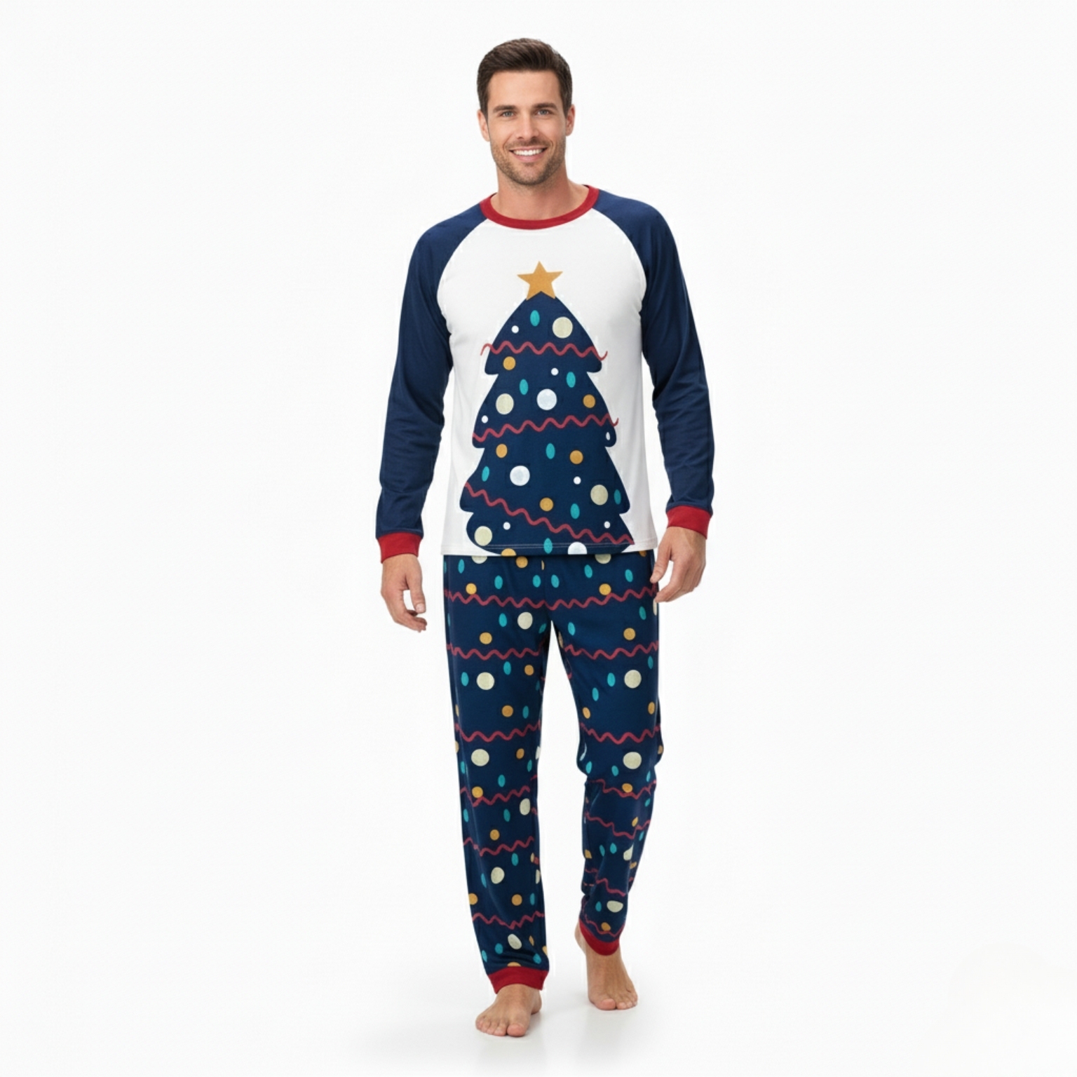 Christmas Tree Patterned Festive Family Matching Pajama Set