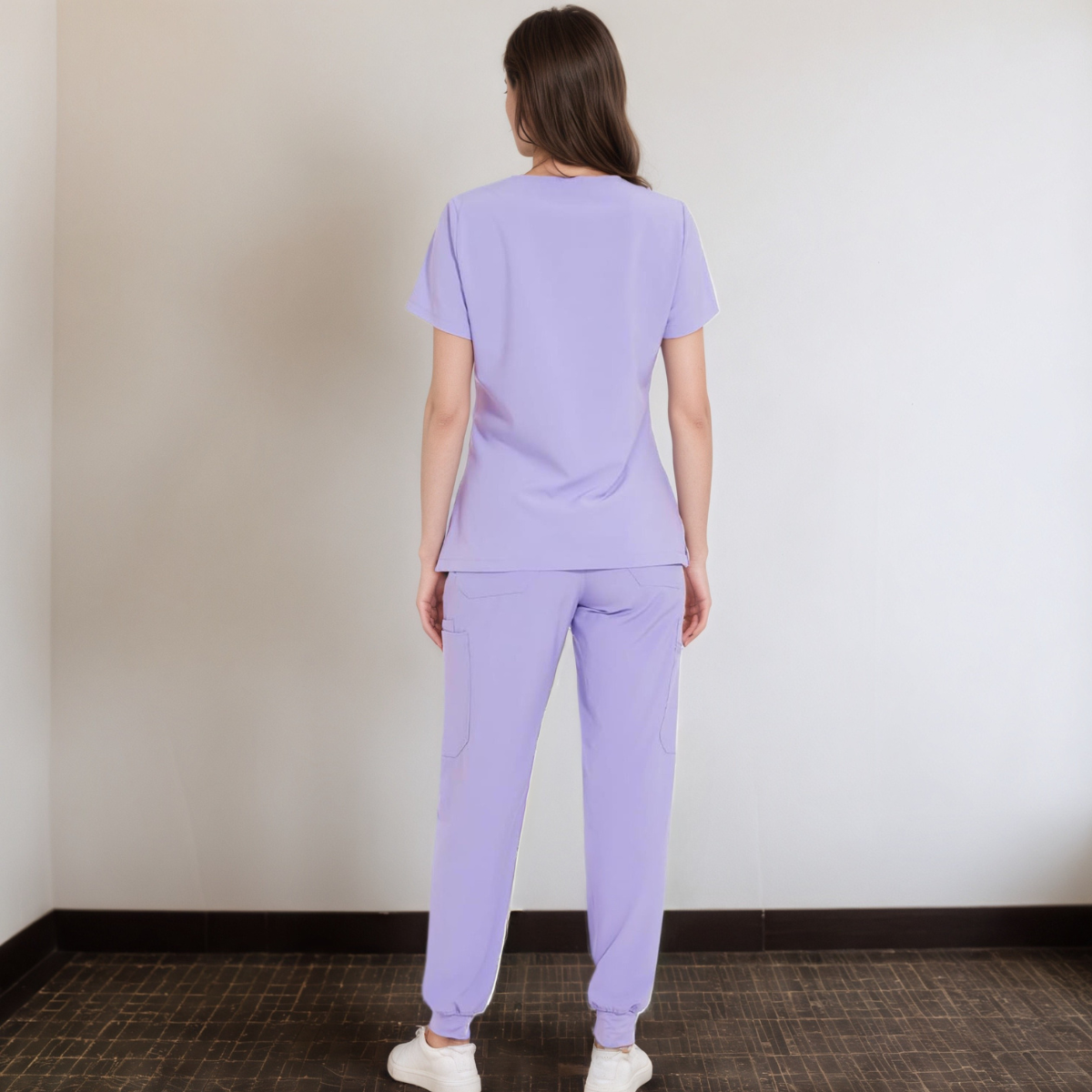 Women V Neck Top And Cargo Pants Scrubs Set