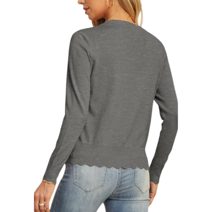 Womens Long Sleeve V Neck Button Down Cardigan Knit Shrugs Sweater