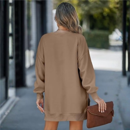 Oversized Sweatshirt With Zipper Slit For Women