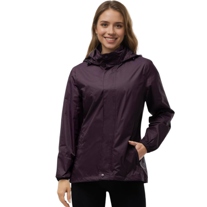 Women Waterproof Packable Rain Jacket with Hood for Travel