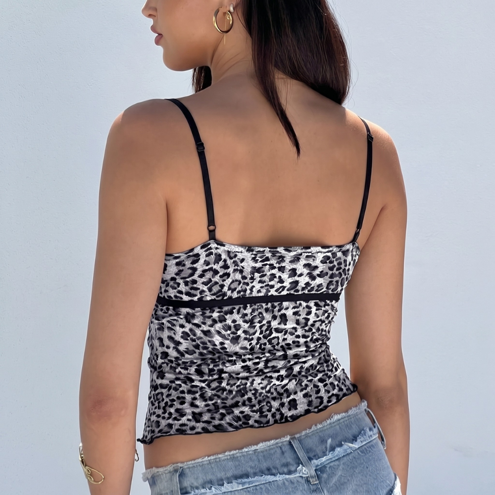Leopard Print Lace Camisole For Spring Outings