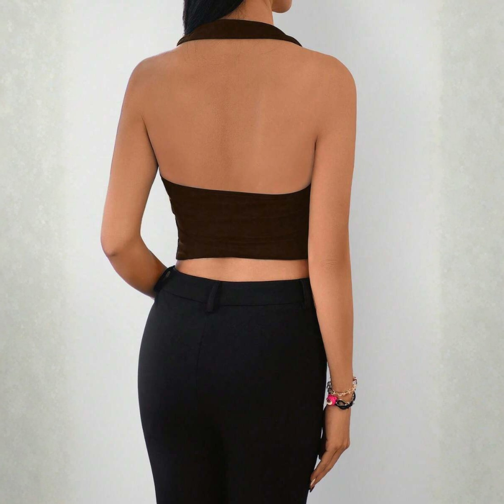 Solid Color Backless Camisole Tank Top For Women