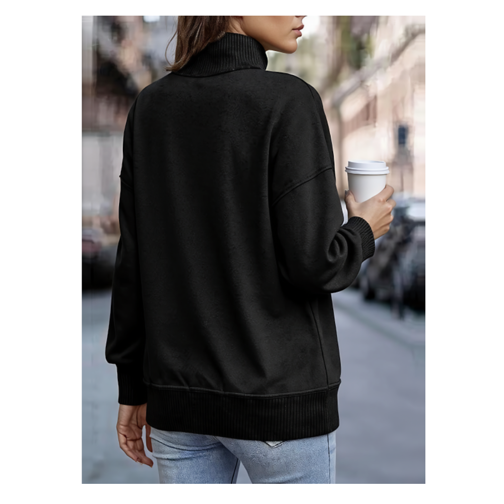 Women Lightweight Long Sleeve Button Loose Pullover Sweatshirt
