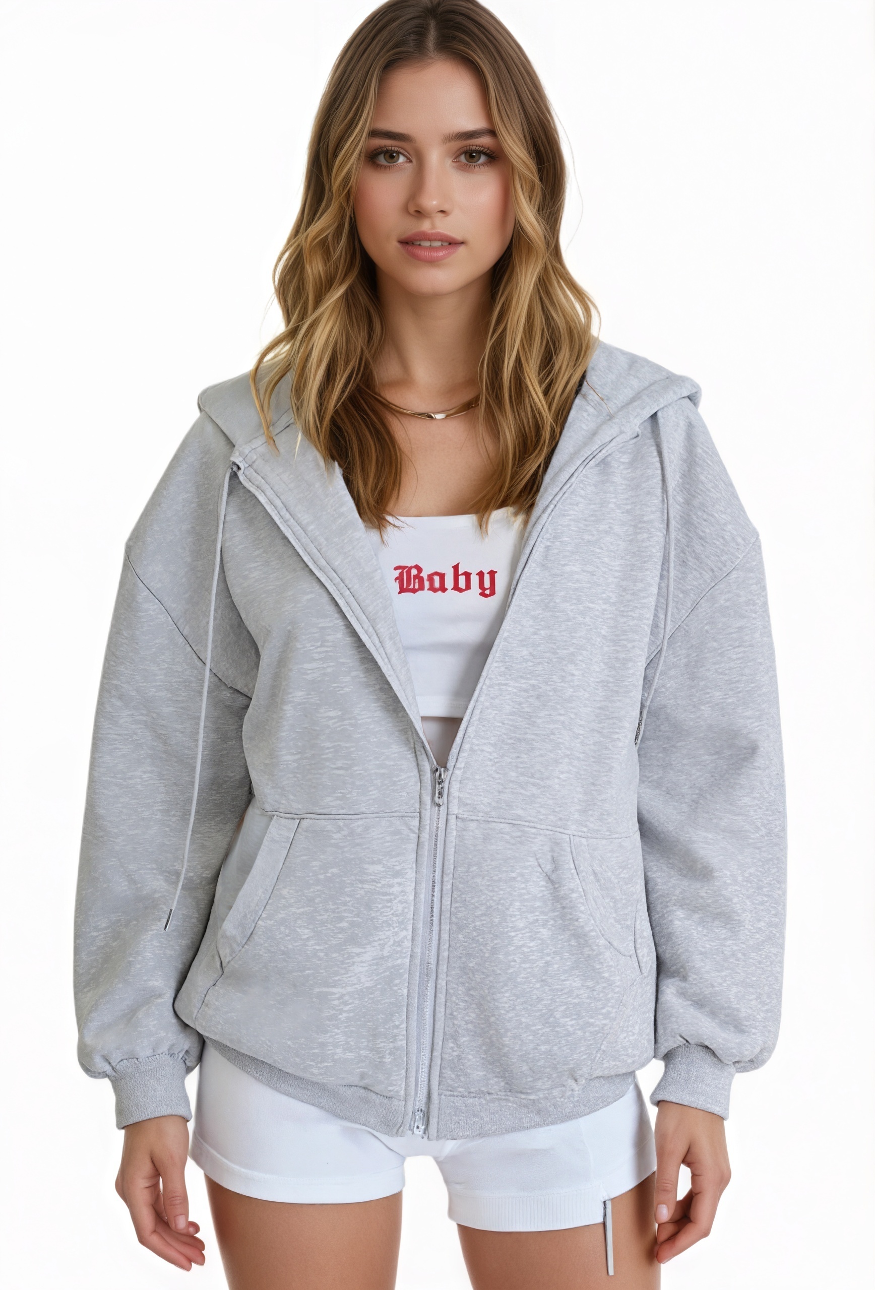 Cropped Zip Up Hoodie Jacket For Casual And Gym Wear