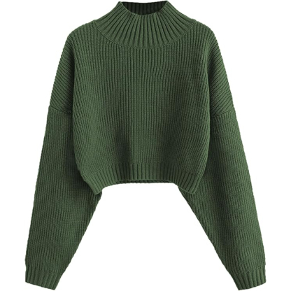 Women Cropped Turtle Sweater