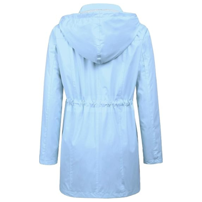 Waterproof Long Hooded Trench Coat Lined Windbreaker Travel Jacket